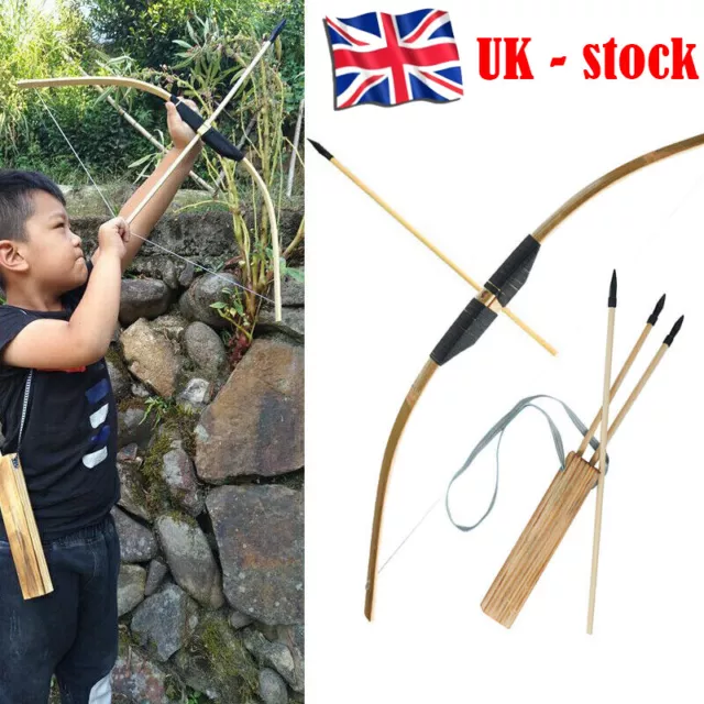 Kids Children Wood Bow & Arrows & Arrow Quiver Outdoor Archery Target Game Gifts