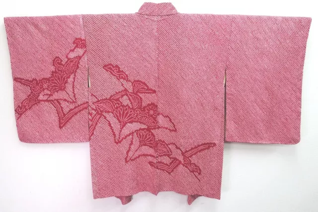 8349C5 Silk Vintage Japanese Kimono Haori Jacket Full Shibori Chrysanthemum
