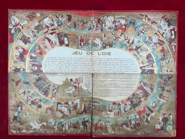 ancienne piste jeu de l'oie pliable carton Jouet De Société 47 x 35 cm