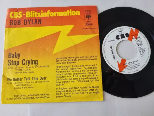 Bob Dylan - Baby stop crying 7'' Vinyl Germany PROMO