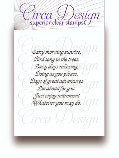 Clear Unmounted Retirement Celebration Sentiment Verse Rubber Stamp EDVS45