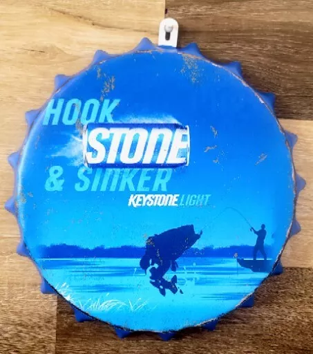 Keystone Light Beer Bottle Cap Round Metal Sign Man cave Bar Decor Beer Signs..