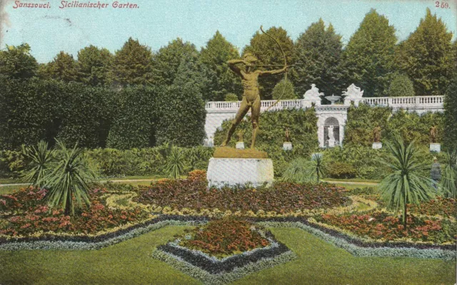 Ansichtskarte: Schloss Sanssouci, Sicilianischer Garten, Potsdam, gel. 1911