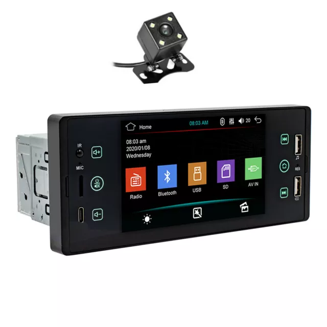5in 1DIN Car Stereo Radio MP5 Player Bluetooth Touch Screen With Rear Camera