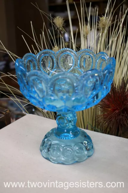 EAPG Wright Moon Stars Blue Glass Dish -Vintage Collectible 2