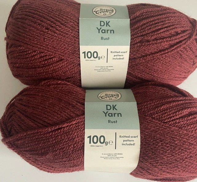 RUST BROWN SO Crafty 2 x 100g balls double knit yarn DK knitting wool