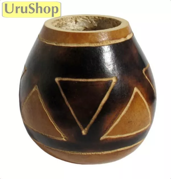 M82 Natural Mate/Gourd/Cup With Tribal Guarani Engraving For Yerba Mate