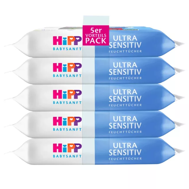 Hipp Ultra Sensitiv Feuchttücher 5x 48 = 240 ohne Parfum mit weichem Feinfastern