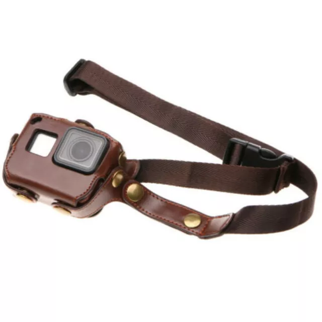 Leather Case Bag With Neck Strap/Chest Belt/Shoulder Strap for GoPro Hero 5/6 G