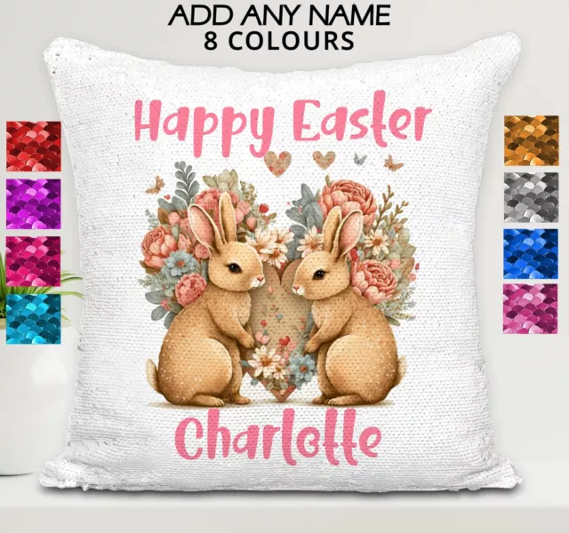 Bunny Rabbit Cushion Cover Sequin Throw Pillow Easter Bunny Personalised
