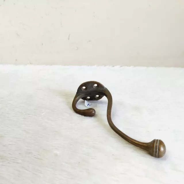 1920s Vintage Victorian Brass Wall Hooks Hanger Rich Patina Decorative 16