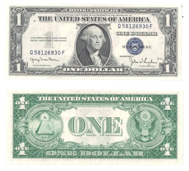 1935-D $1 Silver Certificate Wide Q-F Block Fr 1613W Unc. #930