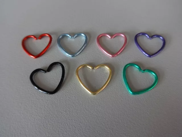 1X Color Corazón Heart Nariz Nose Oreja Anillo Hoop Clip Punk Abierto Bendable