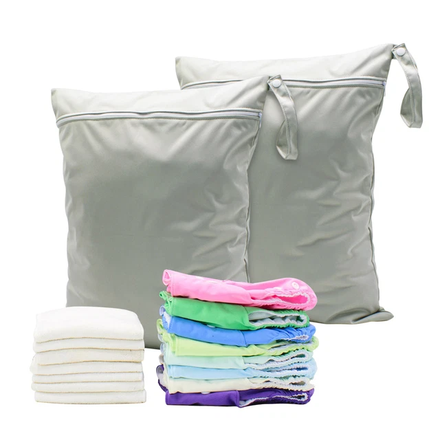 2pcs Wet Dry Bag Beach Swimsuit For Cloth Diaper Waterproof Reusable With Handle