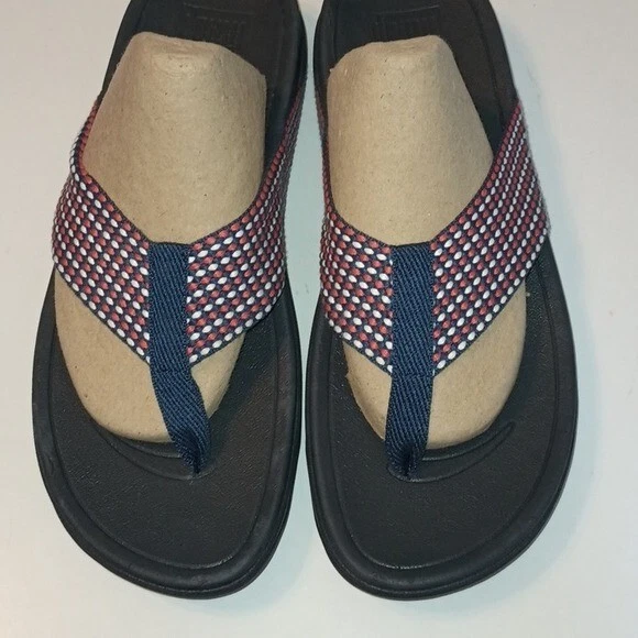 Fitflop Sandals 10 Surfa Toe Posts Flip Flops Thong Fit Walk Wedge Navy Shoes