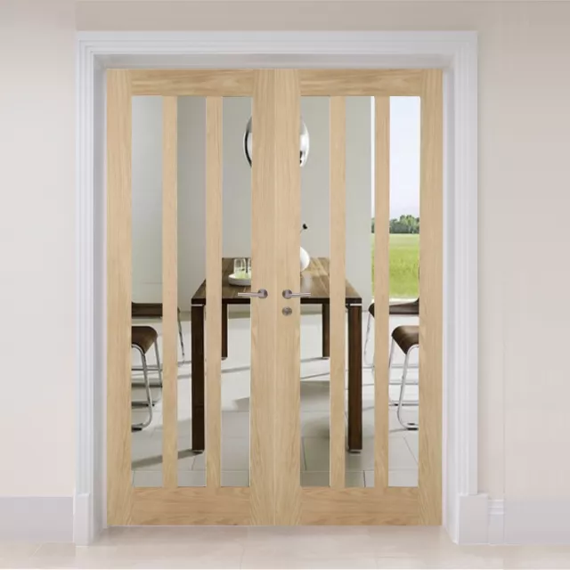 rebated door pair internal french doors aston clear glass oak unfinished double