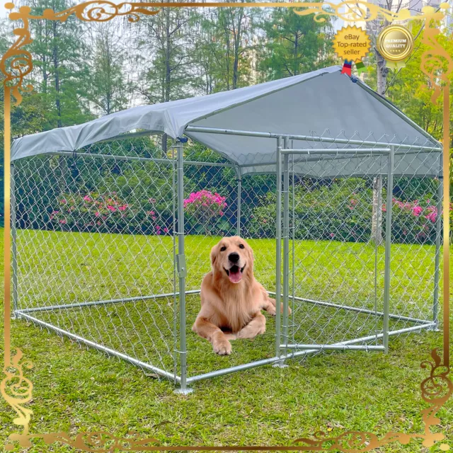 10X10 ft Pet Dog Run House Outdoor Kennel Shade Cage Enclosure w/ Cover Playpen