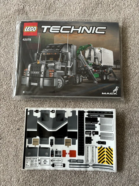 LEGO TECHNIC 42078 Mack Anthem Truck Instruction Manual & Sticker Sheet ...