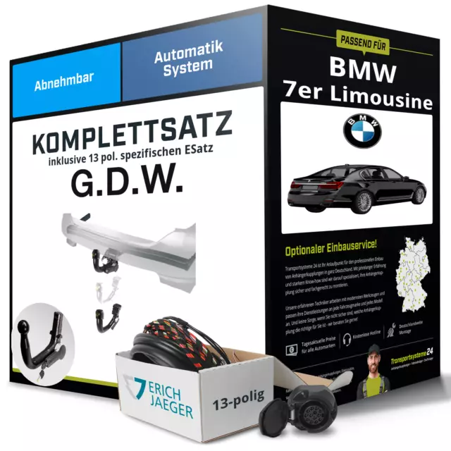 Für BMW 7er Limousine F01, F02 Anhängerkupplung abnehmbar +eSatz 13pol 08- NEU