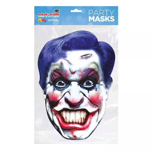 Clown Horror Party Mask Halloween Face Card A4 Fancy Dress Ladies Mens MaskArade