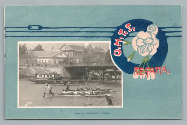 Osaka Boat Club Regatta—Rare Art Nouveau Japanese Postcard—Ceramics Design Team