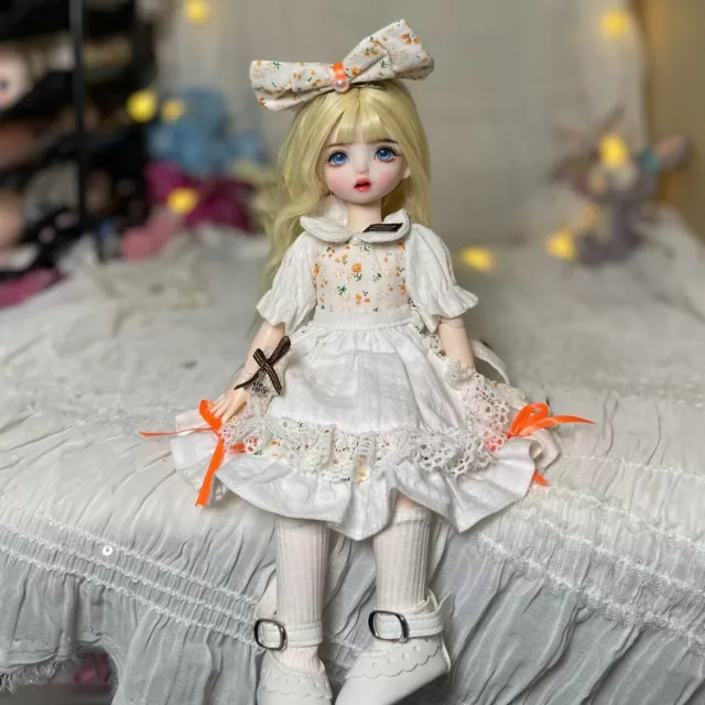 Ball Jointed Princess Girl Toy 1/6 BJD Doll Eyes Dress Face Makeup Wig Hair Gift