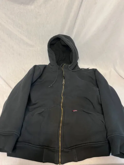 Wrangler Workwear Fleece Lined Zip Up Hoodie Mens Size M (38-40) BLACK