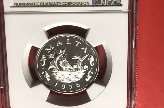 1976 Fm- Malta- 10 Cents Proof Coin,Graded By Ngc Pf69 Ultra Cameo. 3