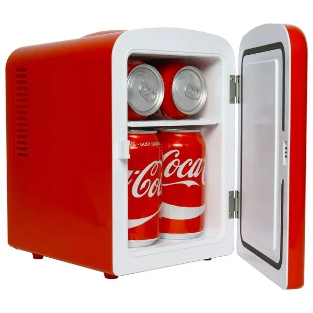 PORTABLE 4L MINI Fridge Cocacola 6 Can Travel Refrigerator Mini Cooler