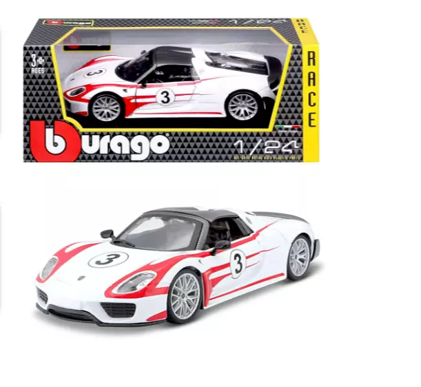 Bburago 1:24 Porsche 918 Weissach 18-28009  Rot/Weiss in OVP Modell Nr. 60