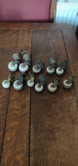 Variety of Vintage White Porcelain Furniture Casters