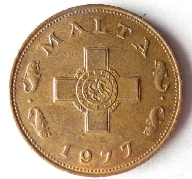 1977 MALTA CENT - Excellent Coin - FREE SHIP - Bin #338