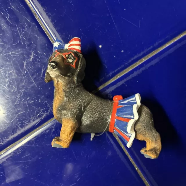 PATRIOTIC Dog DACHSHUND Black FIGURINE Memorial Day/4th of July