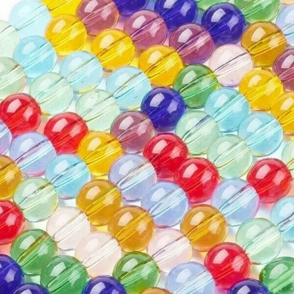 Perles de verre rondes 8 mm - couleur mixte - vendeur britannique - courrier gratuit rapide