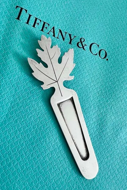 Tiffany & Co. MAKERS STERLING SILVER MAPLE LEAF BOOKMARK Page Marker w  Mono JC