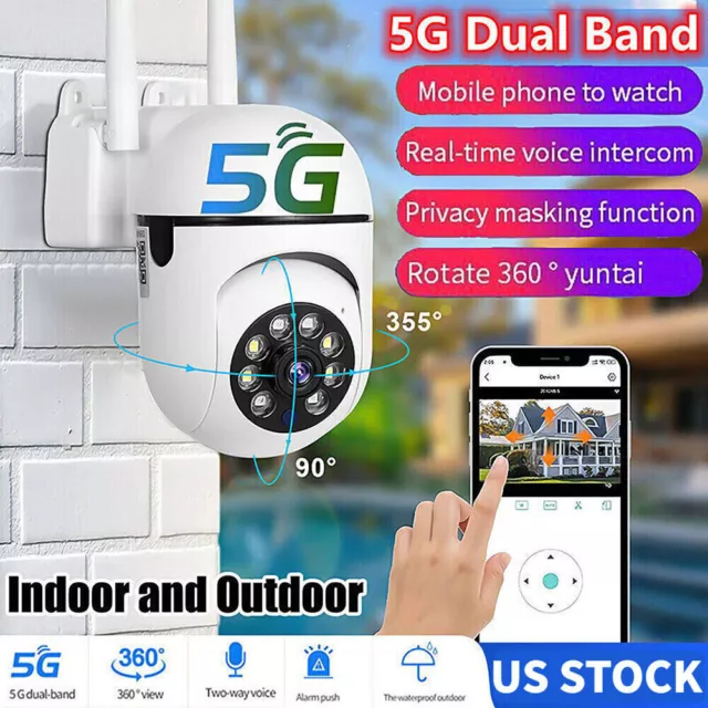 2PCS 5G Wifi Camaras De Seguridad Exterior Inalambrica Con Vision Nocturna 1080P