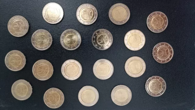 Série complète 20 pièces neuves UNC 2 euros commémoratives 10 ans euros 2009