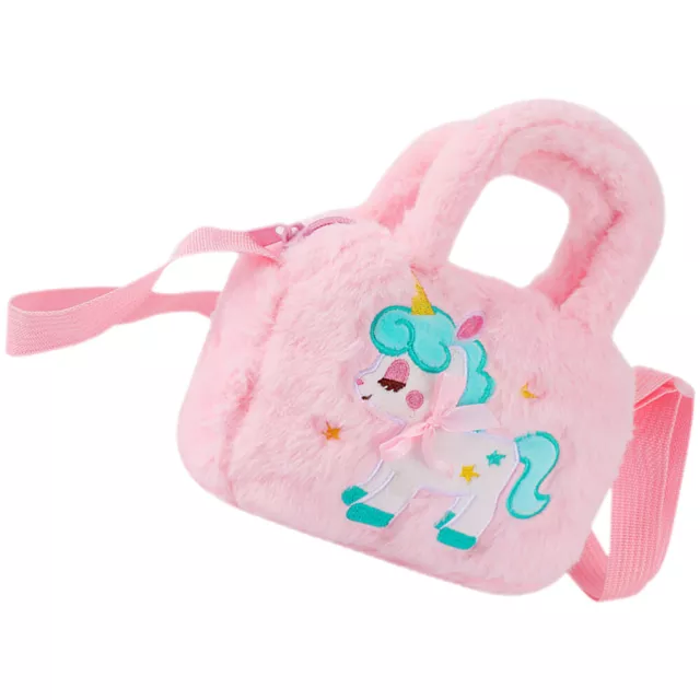 Unicorn Crossbody Bag Plush Toddler Kids Handbags Girls Rainbow Purse Cute 2