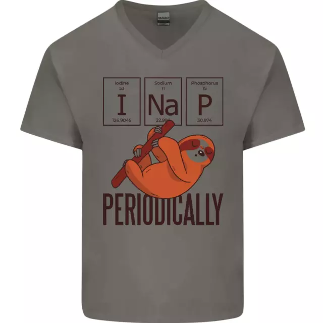 T-shirt da uomo collo a V cotone collo a V tavolo periodico I Nap divertente pigrizia geek