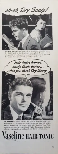 1951 Print Ad Vaseline Hair Tonic For Dry Scalp & Hair Vintage