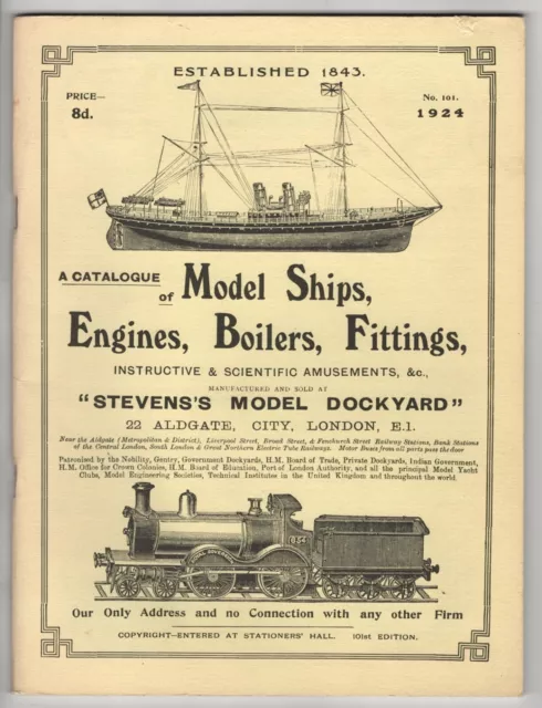 1924 Model Ships Engines Boilers Fittings Catalog Stevens Model Dockyard