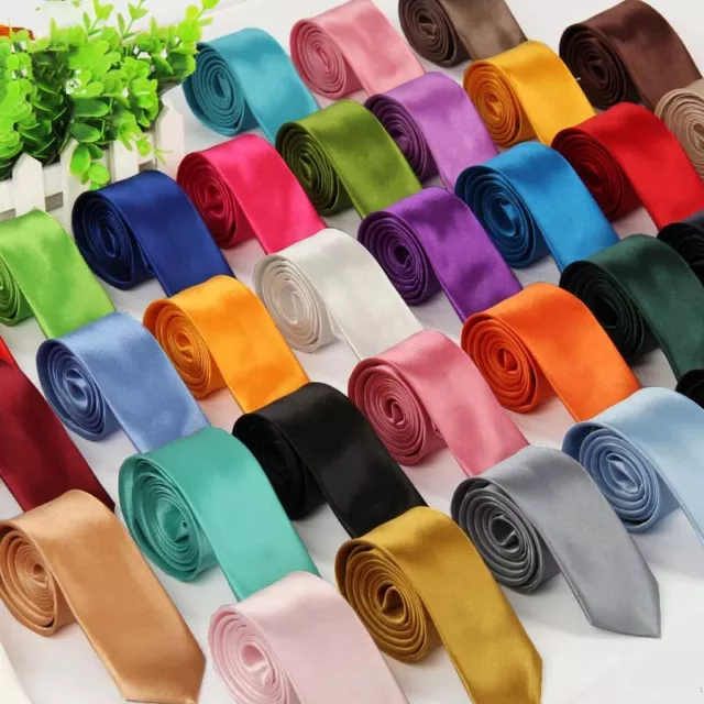 Men SKINNY TIE Plain Wedding Slim Necktie Formal Casual Narrow Party men's ties