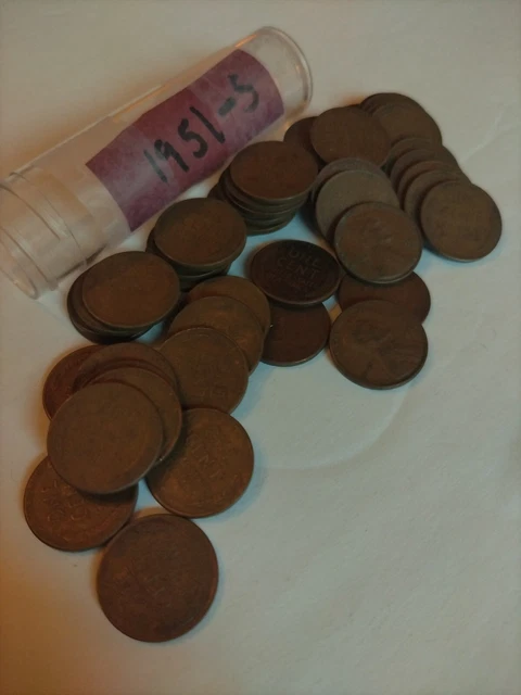 1951 S Lincoln Wheat Cent / Penny     Roll of 50  Coins Lot