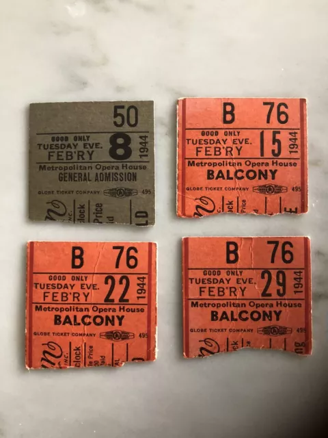 Richard Wagner, The Ring Of Nibelung Tickets; 1944 @ Metropolitan Opera House