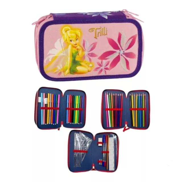 Astuccio Triplo Riempito Bambina Trilli Fairies - 44 Accessori Scuola Elementare