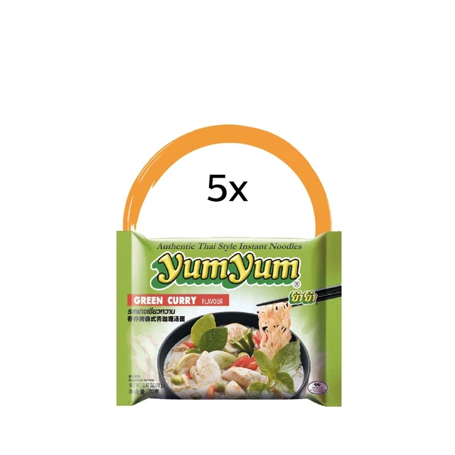 5 PEZZI - zuppa di pasta istantanea Yum Yum zuppa di pasta verde curry - 5x 70g