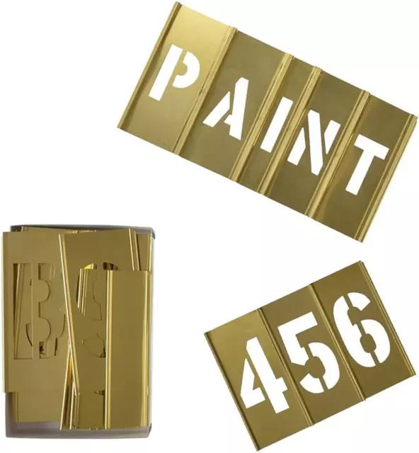 Deezio 1" Brass 46 Pieces Interlocking Stencil Set of Numbers and Letters Kit
