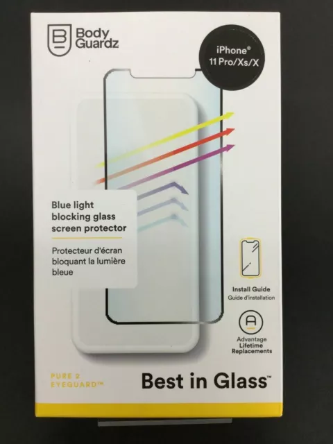 BodyGuardz Pure 2 EyeGuard Glass Screen Protector for iPhone 11 Pro, X & Xs AU