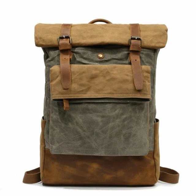 Men Vintage Canvas Backpack School Design Casual Fashion Waterproof Travel Bag