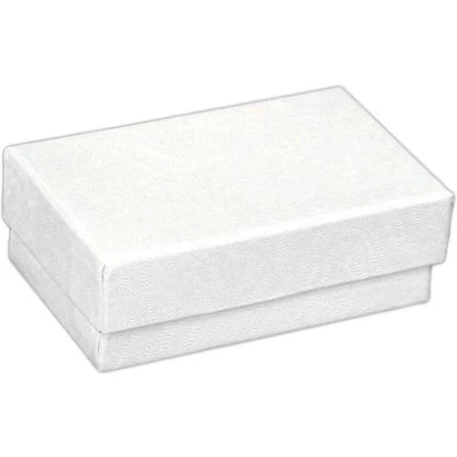 White Swirl Cotton Filled Jewelry Gift Box 2 5/8"